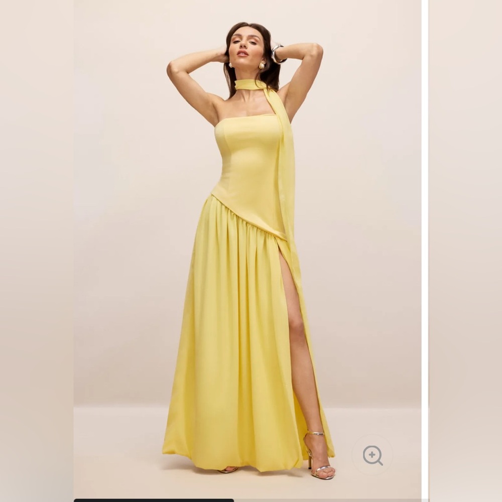 High Slit Asymmetric Maxi Dress with Scarf